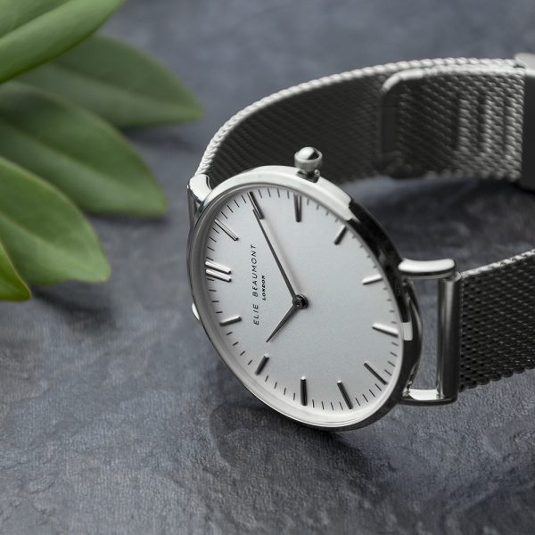 Personalised Metallic Mesh Strapped Watch With White Dial - Image 5