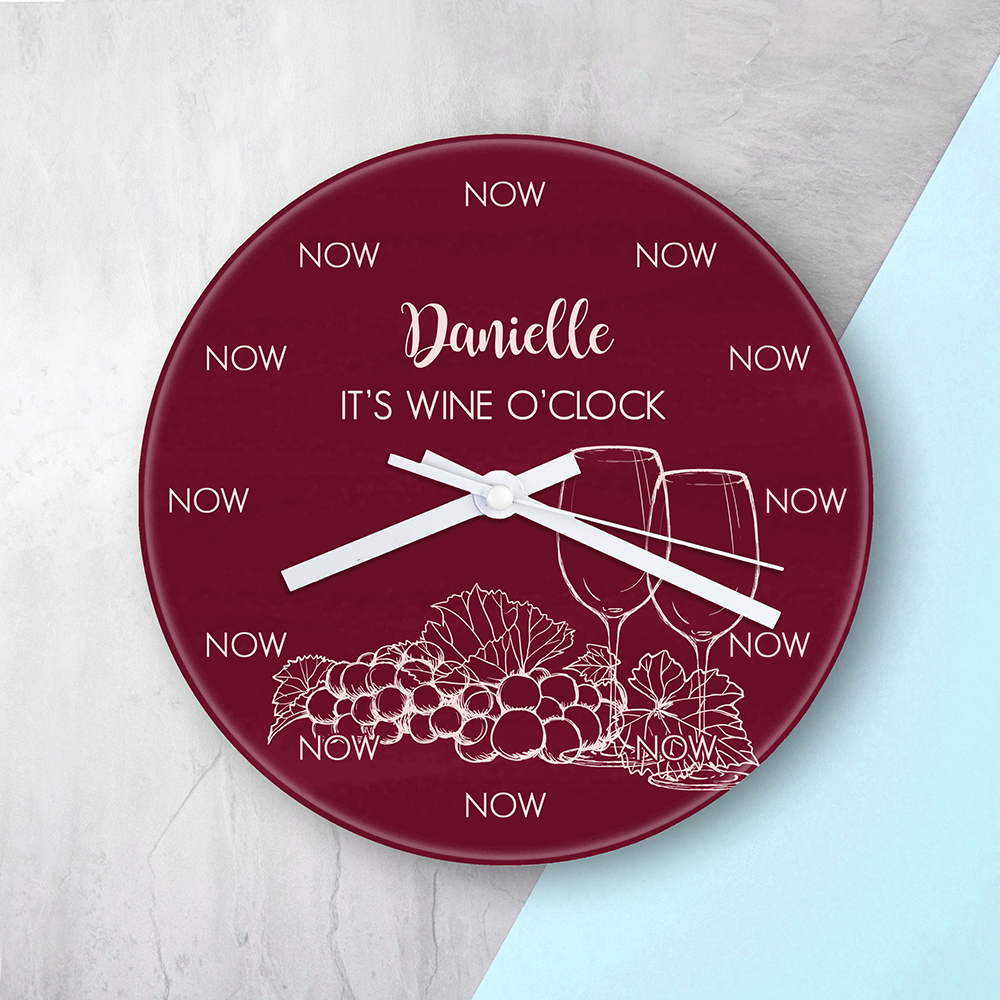 Personalised Wine O’clock Glass Clock The Gift Gazebo