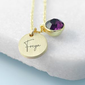 Personalised Gold Birthstone Crystal and Disc